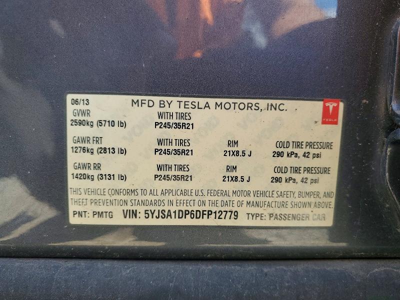 56459136 :رقم المزاد ، 5YJSA1DP6DFP12779 vin ، 2013 Tesla Model S مزاد بيع