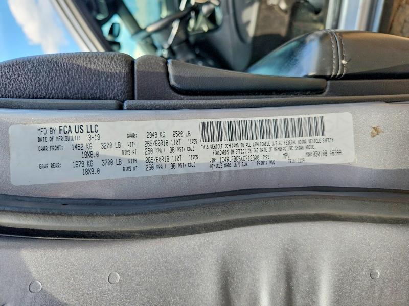 58640466 :رقم المزاد ، 1C4RJFBG5KC712300 vin ، 2019 Jeep Grand Cherokee مزاد بيع