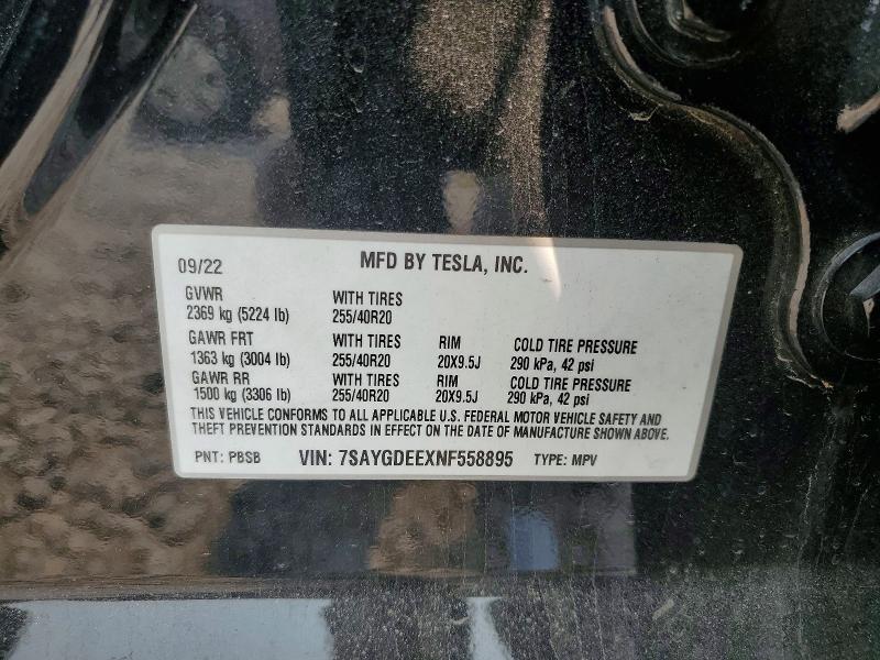 Aukcja sprzedaży 2022 Tesla Model Y, vin: 7SAYGDEEXNF558895, numer aukcji: 58816806