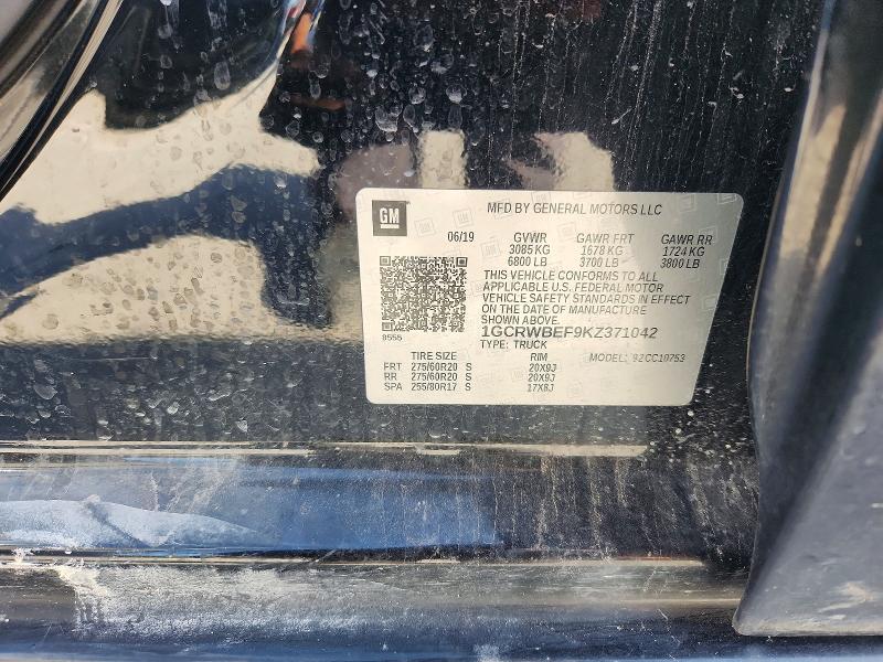 Aukcja sprzedaży 2019 Chevrolet Silverado, vin: 1GCRWBEF9KZ371042, numer aukcji: 56418576