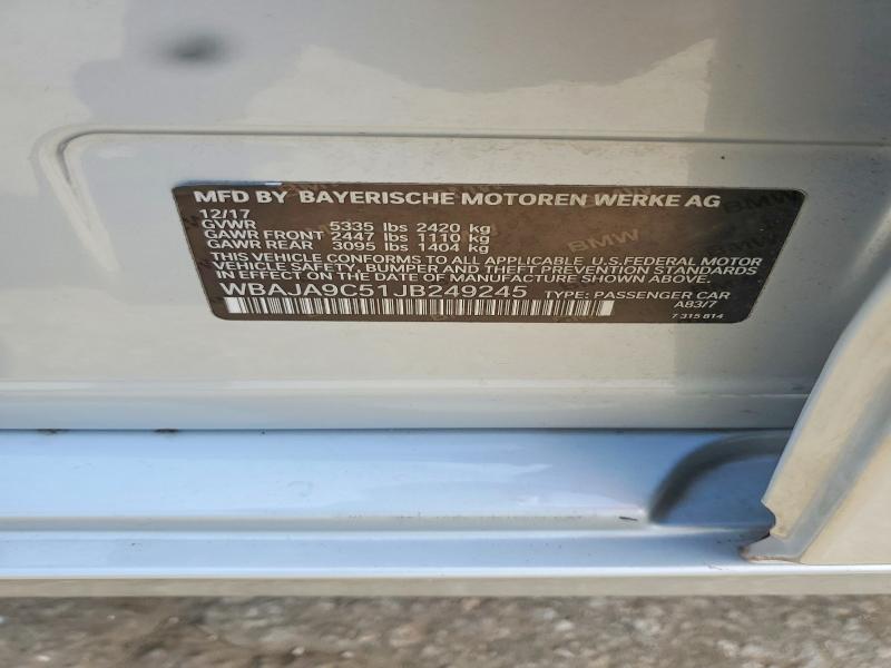 2018 Bmw 530e მანქანა იყიდება აუქციონზე, vin: WBAJA9C51JB249245, აუქციონის ნომერი: 56465196