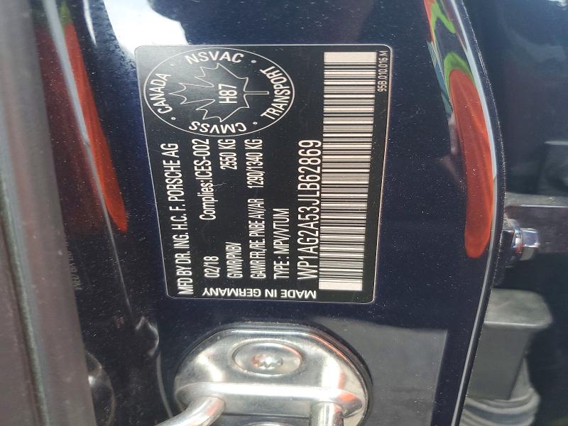 56091676 :رقم المزاد ، WP1AG2A53JLB62869 vin ، 2018 Porsche Macan مزاد بيع