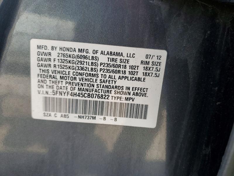 Aukcja sprzedaży 2012 Honda Pilot, vin: 5FNYF4H45CB076822, numer aukcji: 59056626