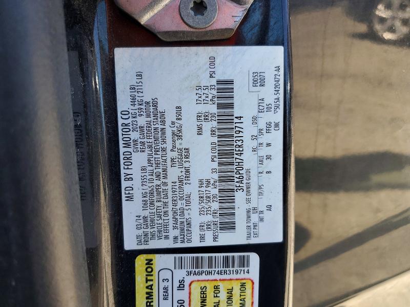 2014 Ford Fusion მანქანა იყიდება აუქციონზე, vin: 3FA6P0H74ER319714, აუქციონის ნომერი: 56583666