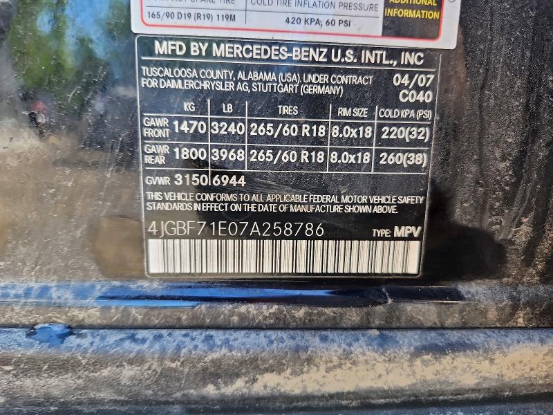 Aukcja sprzedaży 2007 Mercedes-benz Gl, vin: 4JGBF71E07A258786, numer aukcji: 53961336