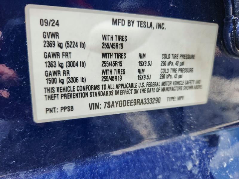 Aukcja sprzedaży 2024 Tesla Model Y, vin: 7SAYGDEE9RA333290, numer aukcji: 56705116