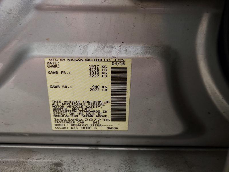 2016 Nissan Altima მანქანა იყიდება აუქციონზე, vin: 1N4AL3AP0GC207236, აუქციონის ნომერი: 57694846