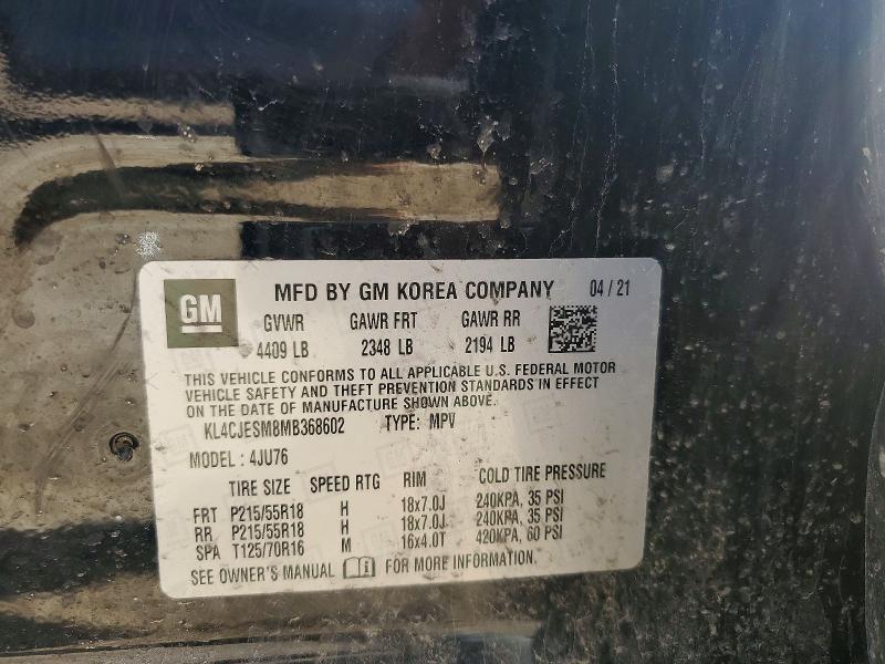 56349946 :رقم المزاد ، KL4CJESM8MB368602 vin ، 2021 Buick Encore مزاد بيع