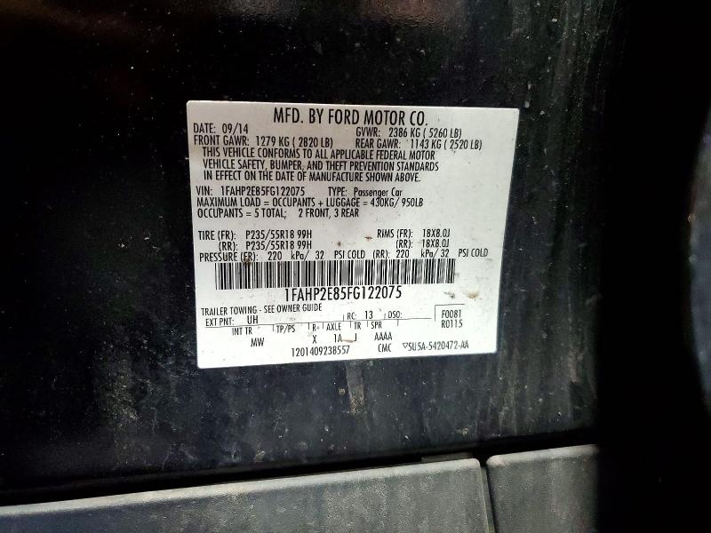 55766416 :رقم المزاد ، 1FAHP2E85FG122075 vin ، 2015 Ford Taurus مزاد بيع