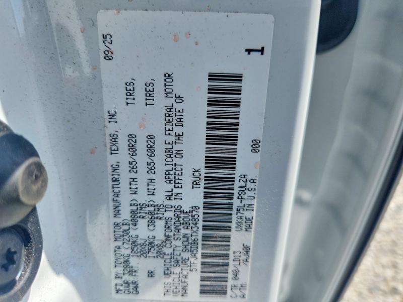 Продажа на аукционе авто 2026 Toyota Tundra, vin: 5TFJA5DB6TX348570, номер лота: 58258636