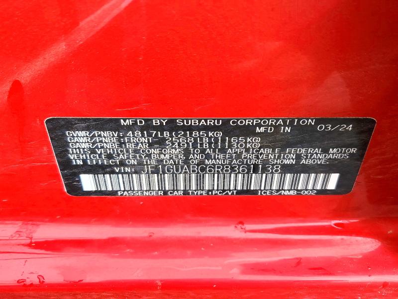 Продажа на аукционе авто 2024 Subaru Impreza, vin: JF1GUABC6R8361138, номер лота: 55865796