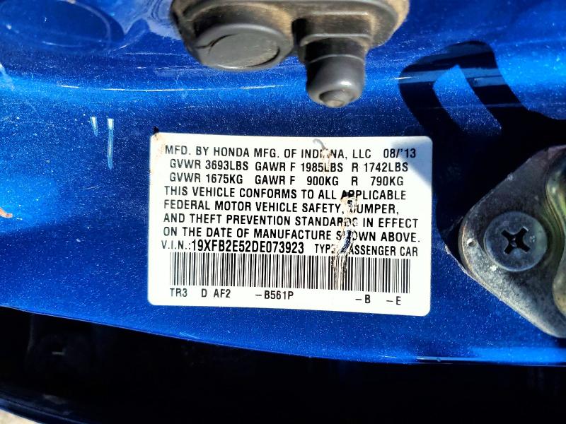 Aukcja sprzedaży 2013 Honda Civic, vin: 19XFB2E52DE073923, numer aukcji: 57784056