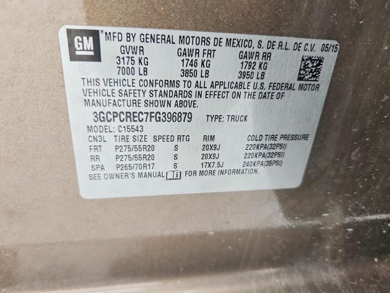 2015 Chevrolet Silverado მანქანა იყიდება აუქციონზე, vin: 3GCPCREC7FG396879, აუქციონის ნომერი: 58426646