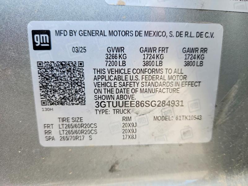 Продаж на аукціоні авто 2025 Gmc Sierra, vin: 3GTUUEE86SG284931, номер лоту: 55897246