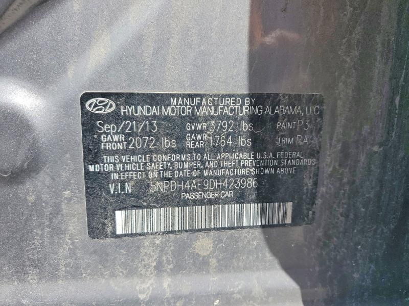 2013 Hyundai Elantra მანქანა იყიდება აუქციონზე, vin: 5NPDH4AE9DH423986, აუქციონის ნომერი: 57557976