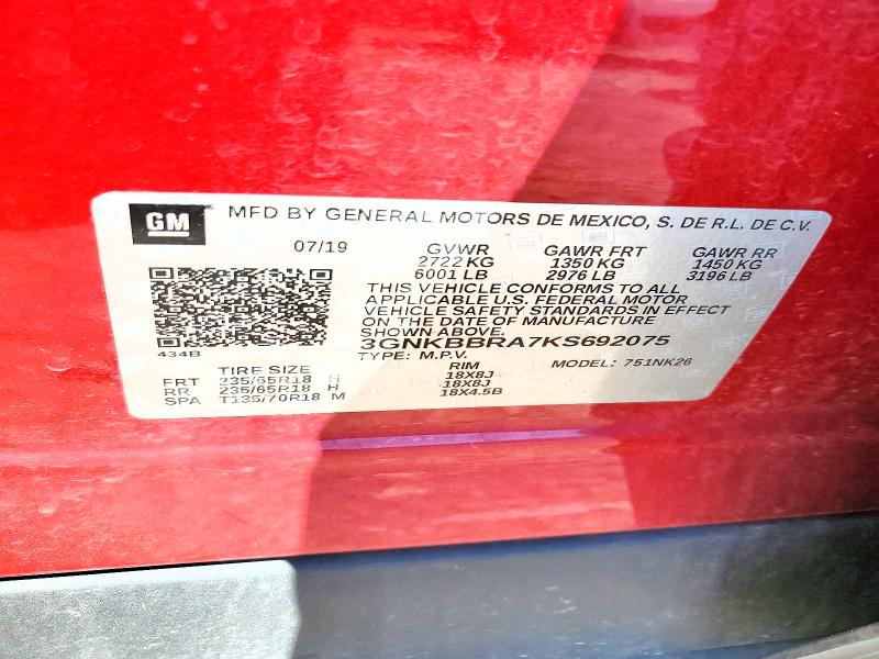 Aukcja sprzedaży 2019 Chevrolet Blazer, vin: 3GNKBBRA7KS692075, numer aukcji: 57124356
