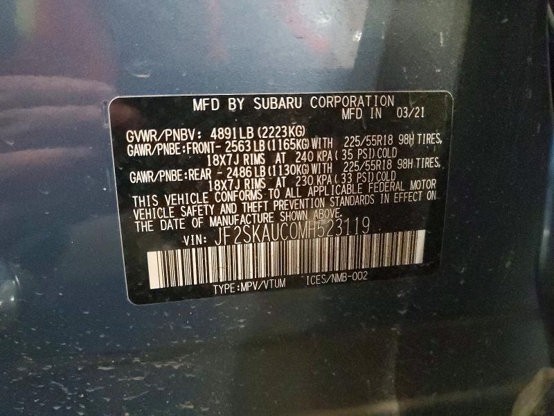 Продажа на аукционе авто 2021 Subaru Forester, vin: JF2SKAUC0MH523119, номер лота: 57817846