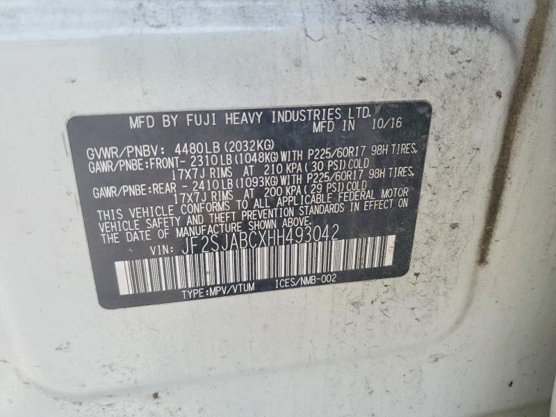 Продаж на аукціоні авто 2017 Subaru Forester, vin: JF2SJABCXHH493042, номер лоту: 58544186