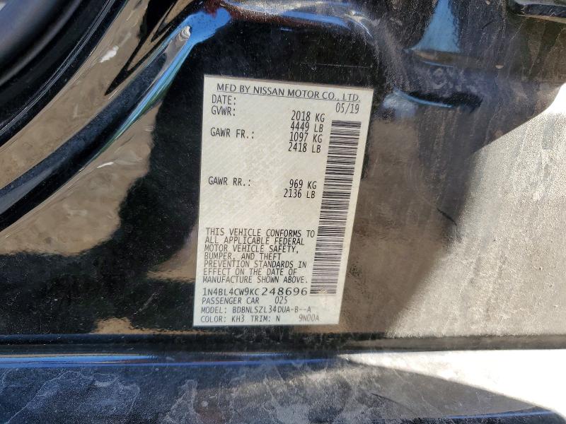 Продажа на аукционе авто 2019 Nissan Altima, vin: 1N4BL4CW9KC248696, номер лота: 55750516