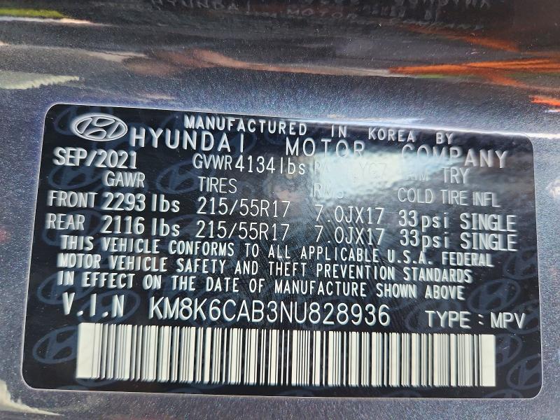 Продажа на аукционе авто 2022 Hyundai Kona, vin: KM8K6CAB3NU828936, номер лота: 56537606
