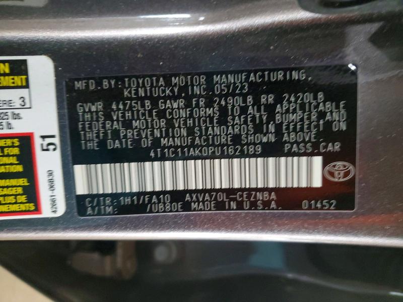 2023 Toyota Camry მანქანა იყიდება აუქციონზე, vin: 4T1C11AK0PU162189, აუქციონის ნომერი: 58837906