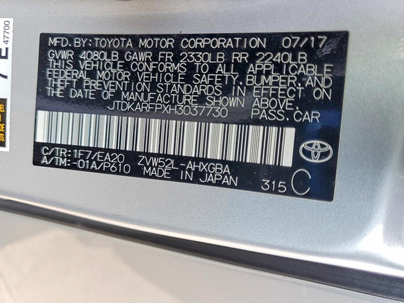 Aukcja sprzedaży 2017 Toyota Prius Prime, vin: JTDKARFPXH3037730, numer aukcji: 58873156