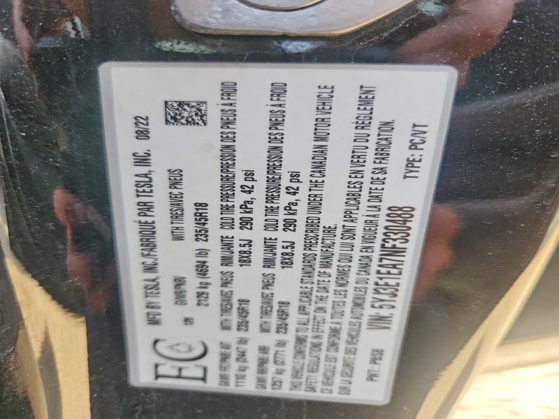 Продаж на аукціоні авто 2022 Tesla Model 3, vin: 5YJ3E1EA7NF330488, номер лоту: 55431046