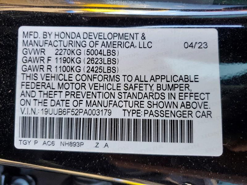 54771996 :رقم المزاد ، 19UUB6F52PA003179 vin ، 2023 Acura Tlx مزاد بيع