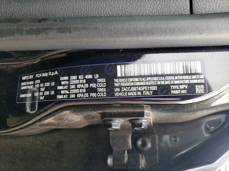 2016 Jeep Renegade მანქანა იყიდება აუქციონზე, vin: ZACCJBBT4GPE11693, აუქციონის ნომერი: 57695686
