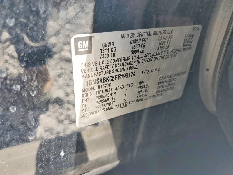 Продажа на аукционе авто 2015 Chevrolet Tahoe, vin: 1GNSKBKC5FR195174, номер лота: 56288266