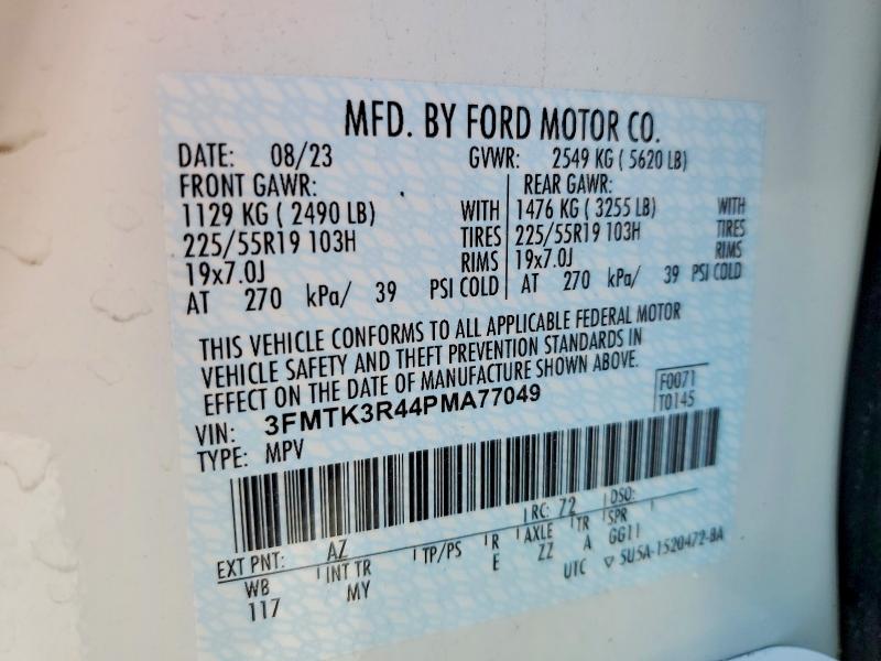 2023 Ford Mustang Mach-e მანქანა იყიდება აუქციონზე, vin: 3FMTK3R44PMA77049, აუქციონის ნომერი: 57909726
