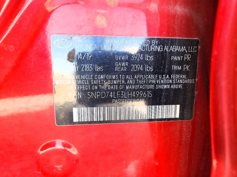 Продажа на аукционе авто 2020 Hyundai Elantra, vin: 5NPD74LF3LH499615, номер лота: 58622146