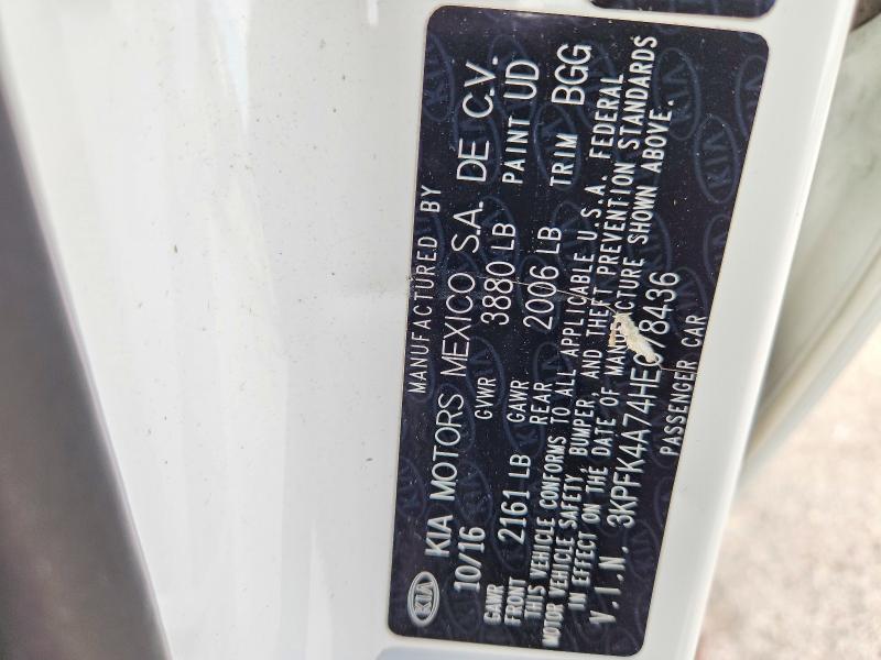 2017 Kia Forte მანქანა იყიდება აუქციონზე, vin: 3KPFK4A74HE078436, აუქციონის ნომერი: 57211376