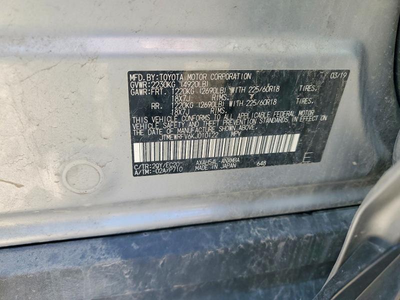 Aukcja sprzedaży 2019 Toyota Rav4, vin: JTMEWRFV6KJ010122, numer aukcji: 57417116