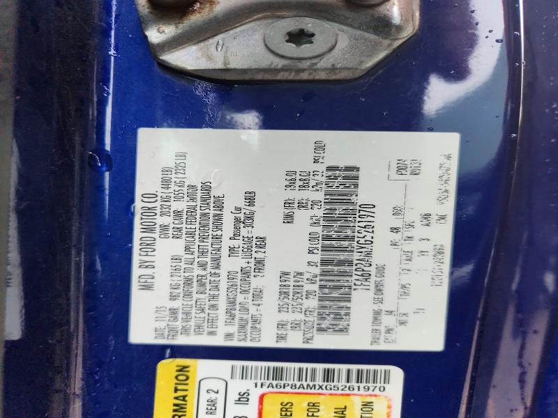 2016 Ford Mustang მანქანა იყიდება აუქციონზე, vin: 1FA6P8AMXG5261970, აუქციონის ნომერი: 57272586