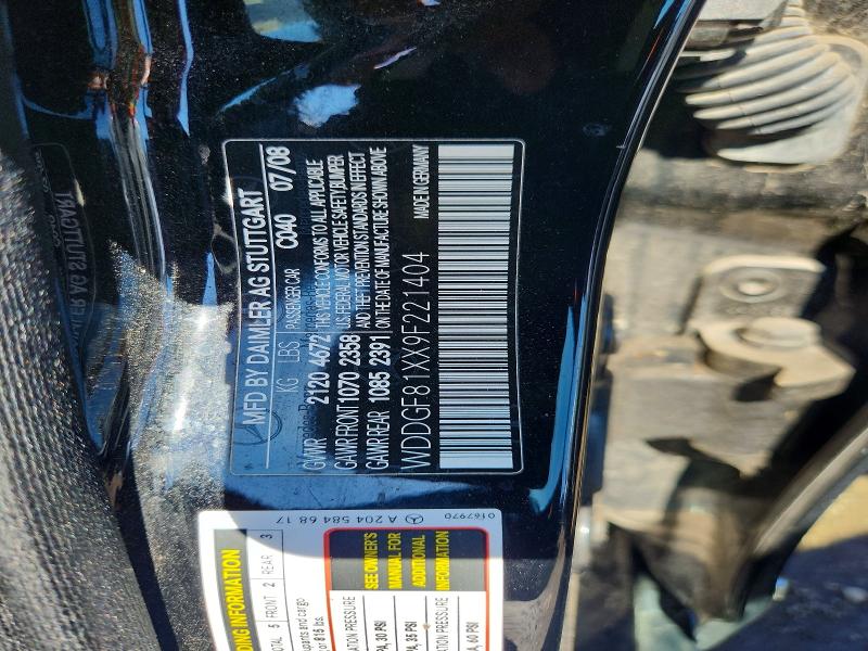 56853416 :رقم المزاد ، WDDGF81XX9F221404 vin ، 2009 Mercedes-benz C مزاد بيع