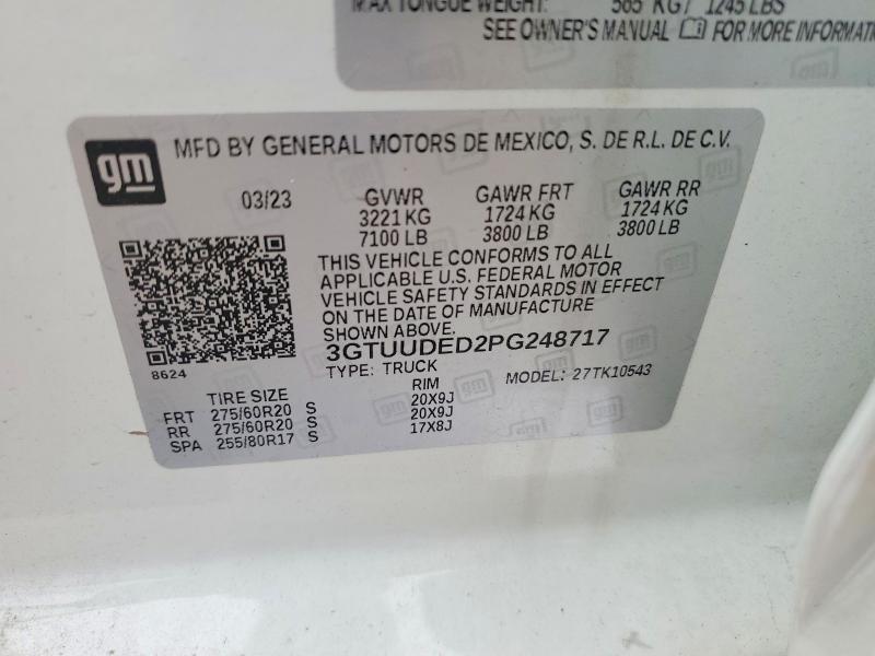57507646 :رقم المزاد ، 3GTUUDED2PG248717 vin ، 2023 Gmc Sierra مزاد بيع