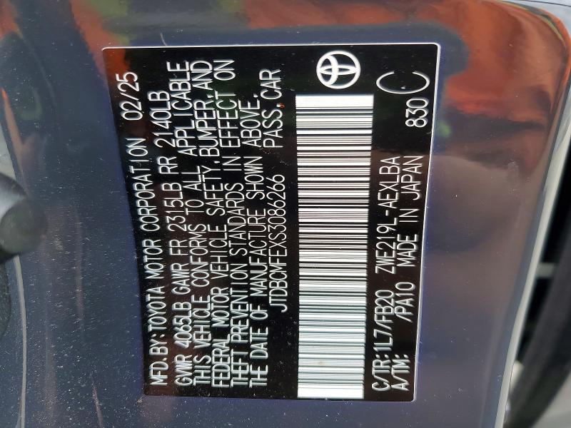 Aukcja sprzedaży 2025 Toyota Corolla Hybrid, vin: JTDBCMFEXS3086266, numer aukcji: 58230476
