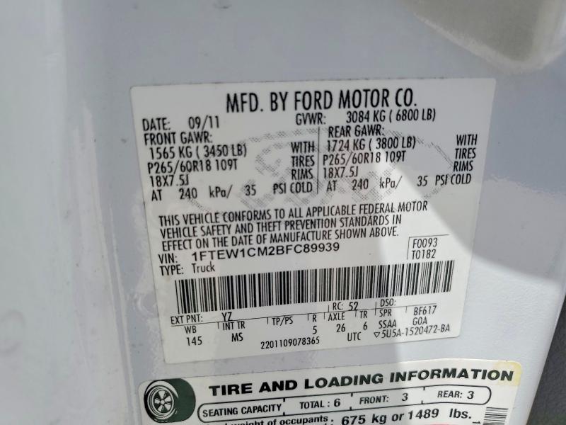 Aukcja sprzedaży 2011 Ford F150, vin: 1FTEW1CM2BFC89939, numer aukcji: 55922586
