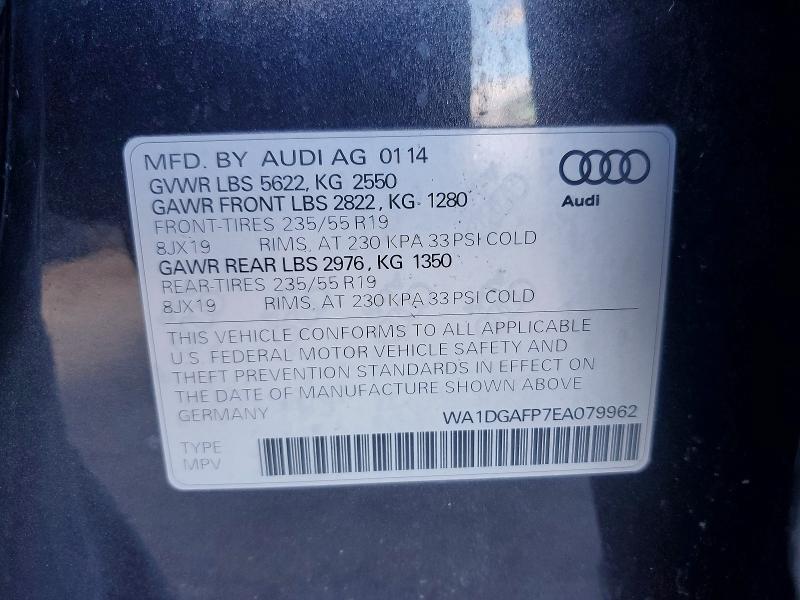 Продажа на аукционе авто 2014 Audi Q5, vin: WA1DGAFP7EA079962, номер лота: 57469036