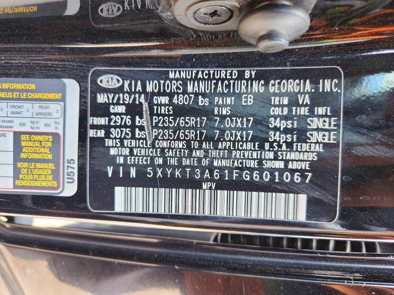 Aukcja sprzedaży 2015 Kia Sorento, vin: 5XYKT3A61FG601067, numer aukcji: 57381156