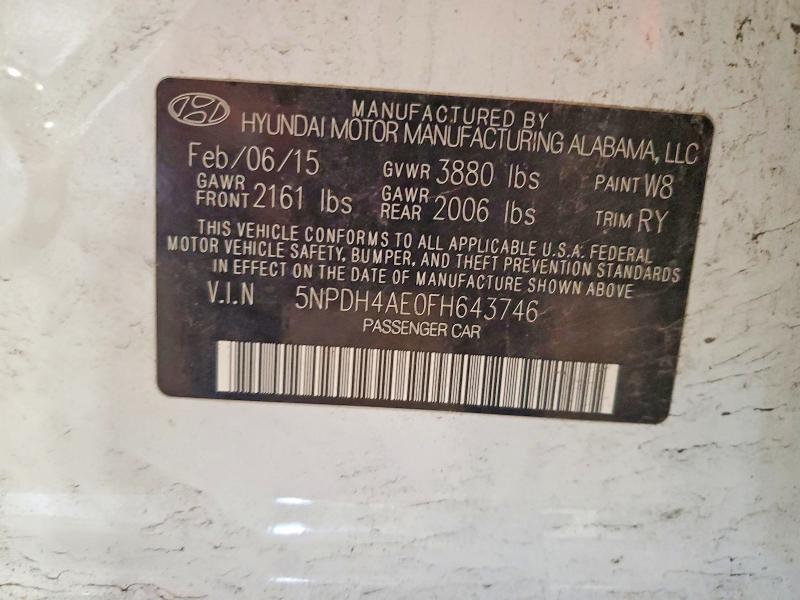 Продаж на аукціоні авто 2015 Hyundai Elantra, vin: 5NPDH4AE0FH643746, номер лоту: 56403146