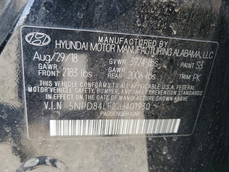 56277386 :رقم المزاد ، 5NPD84LF2JH401930 vin ، 2018 Hyundai Elantra مزاد بيع
