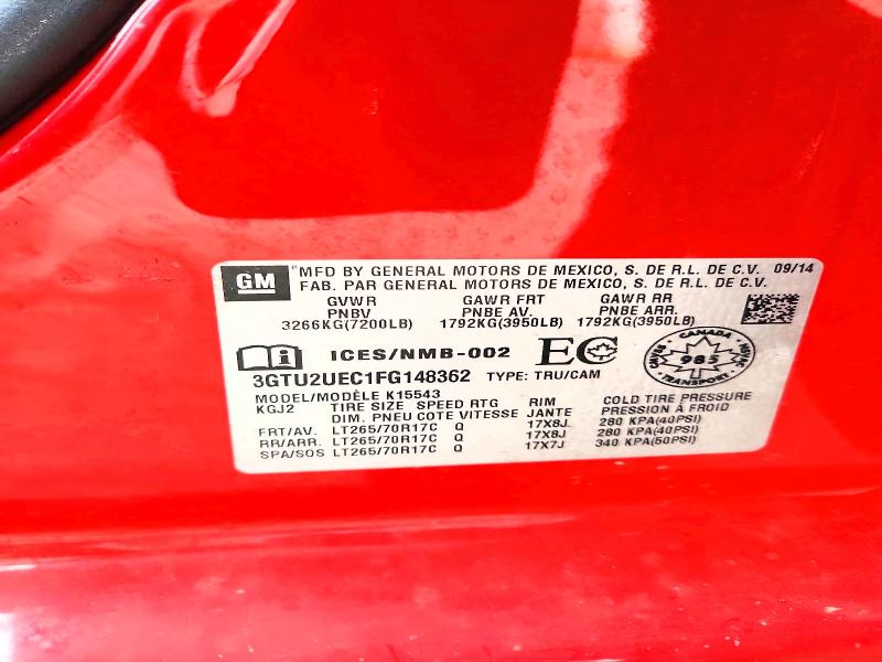 55190976 :رقم المزاد ، 3GTU2UEC1FG148362 vin ، 2015 Gmc Sierra مزاد بيع