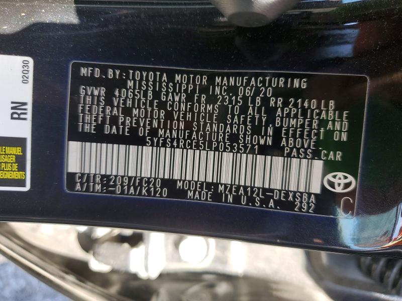 56826926 :رقم المزاد ، 5YFS4RCE5LP053571 vin ، 2020 Toyota Corolla مزاد بيع