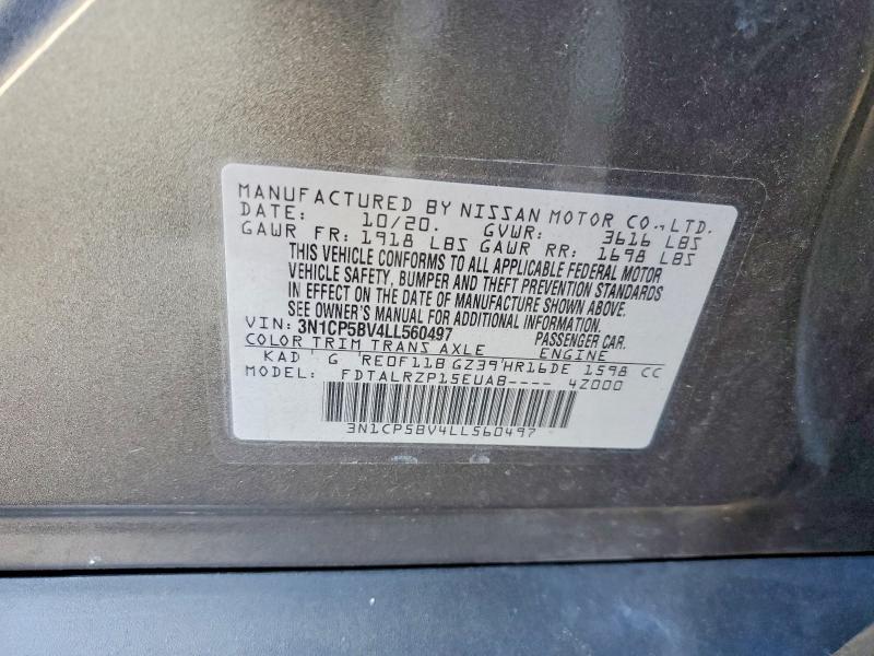 Продаж на аукціоні авто 2020 Nissan Kicks, vin: 3N1CP5BV4LL560497, номер лоту: 57950556