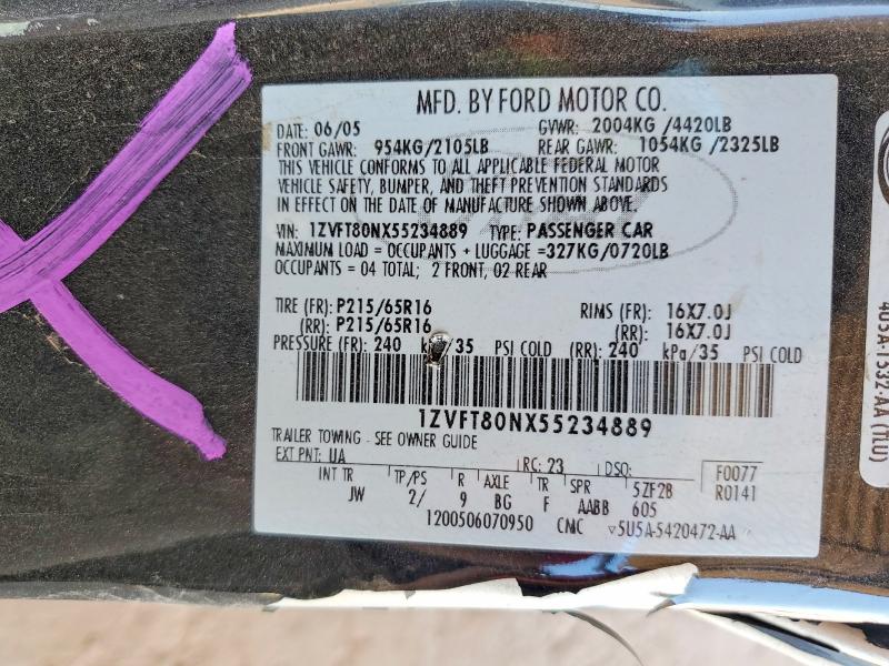 55794376 :رقم المزاد ، 1ZVFT80NX55234889 vin ، 2005 Ford Mustang مزاد بيع