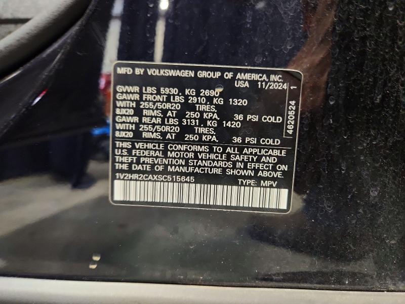 2025 Volkswagen Atlas მანქანა იყიდება აუქციონზე, vin: 1V2HR2CAXSC515645, აუქციონის ნომერი: 55919796