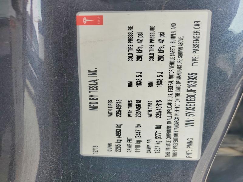 Продаж на аукціоні авто 2018 Tesla Model 3, vin: 5YJ3E1EB0JF183935, номер лоту: 58156666