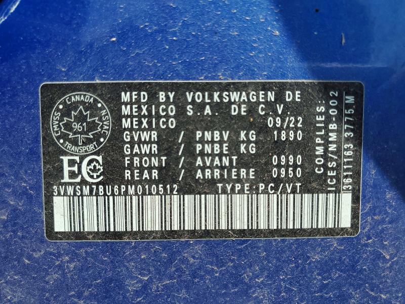 2023 Volkswagen Jetta მანქანა იყიდება აუქციონზე, vin: 3VWSM7BU6PM010512, აუქციონის ნომერი: 56680146